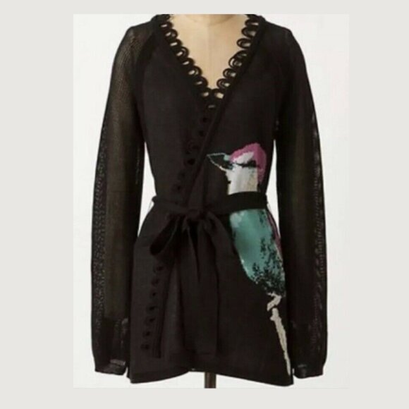 Anthropologie Sweaters - ANTHROPOLOGIE Leifsdottir Bird Corvida Cardigan Sweater Belt Knit Women's Small